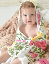 Load image into Gallery viewer, Floral Bamboo Hooded Baby Towel