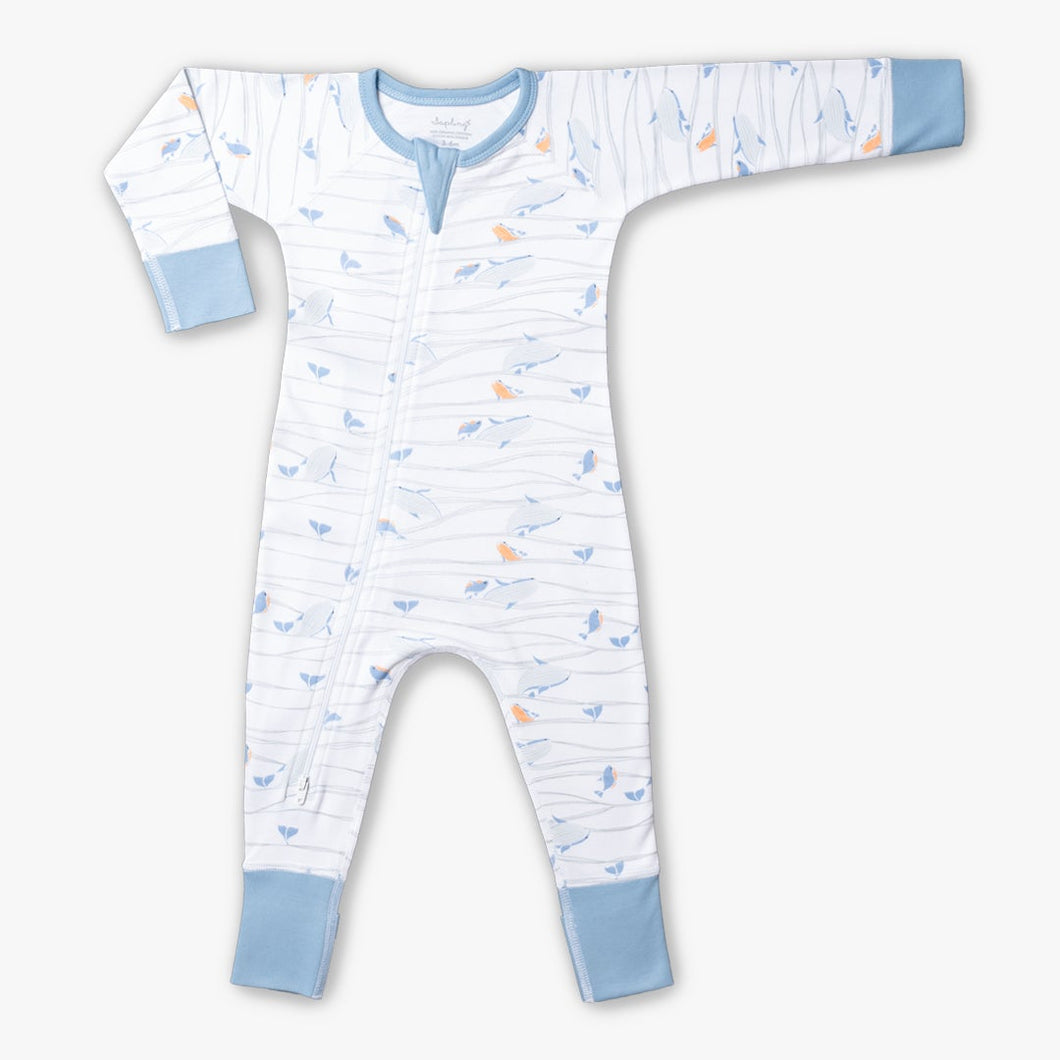 Whales Zipper Baby Zip Romper