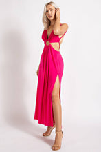 Load image into Gallery viewer, OPEN BACK SLEEVELESS CUT OUT MAXI DRESS W/ SLIT AND K

