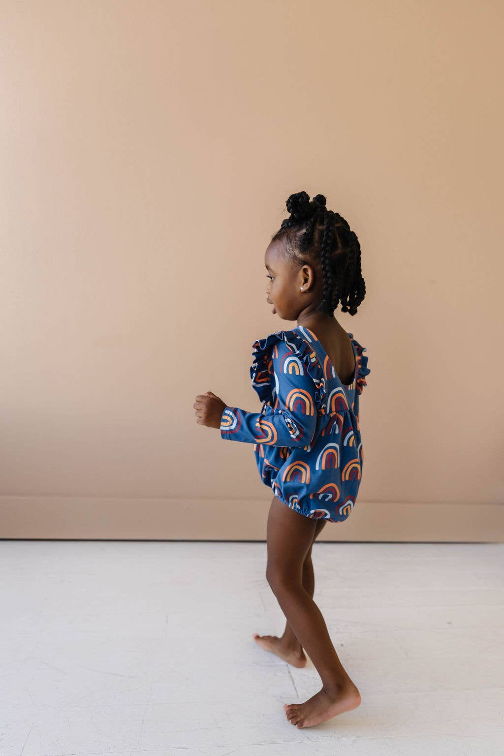 Leah Romper in Navy Rainbow