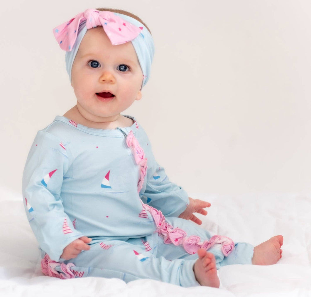 Summer Sails Ivy Bamboo Ruffle Baby Zippy Romper