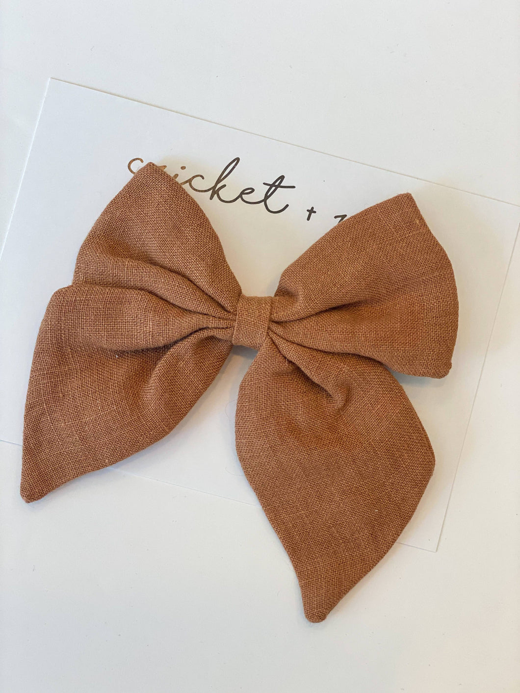 Oversized Linen Bow Clip | Caramel