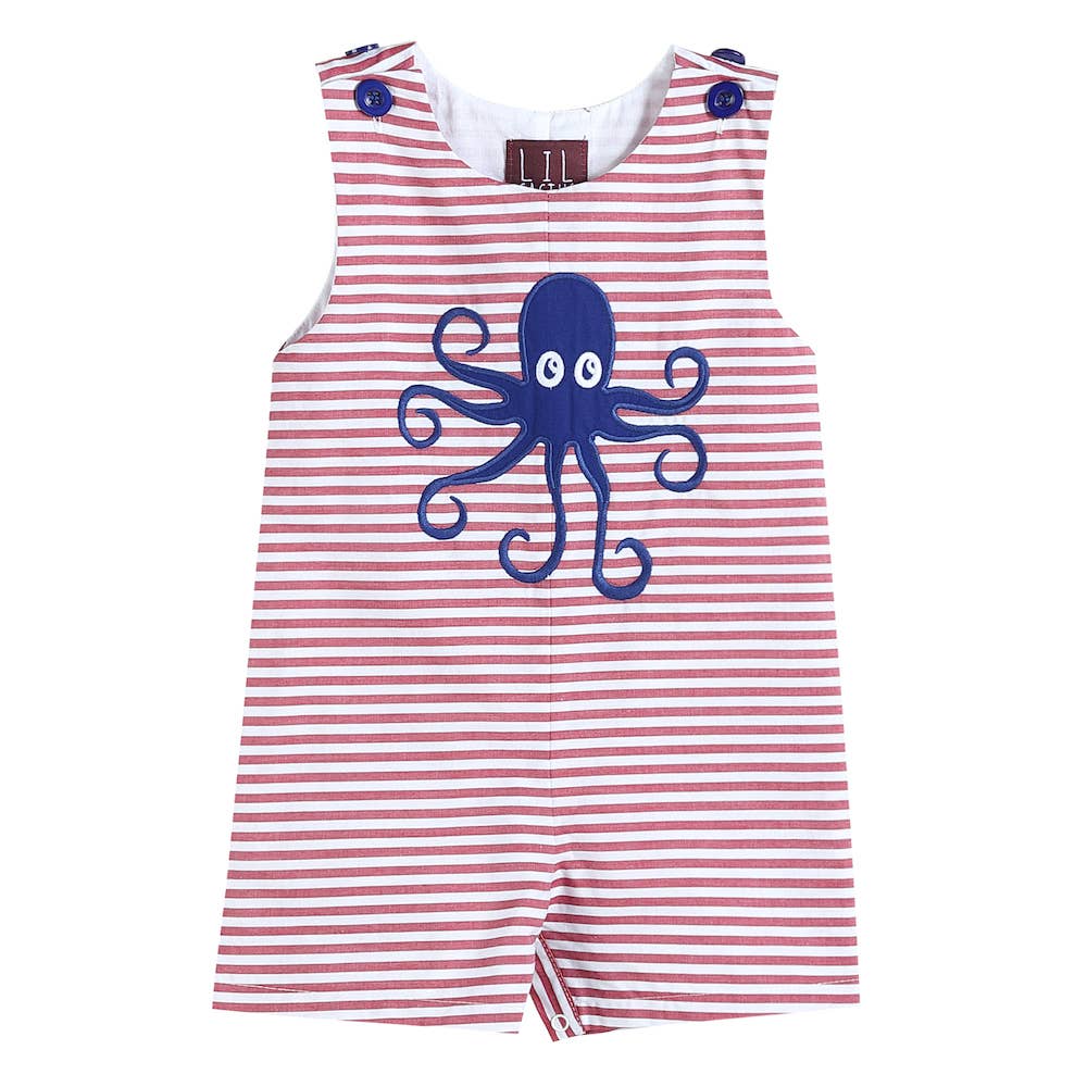 Red Striped Octopus Shortalls