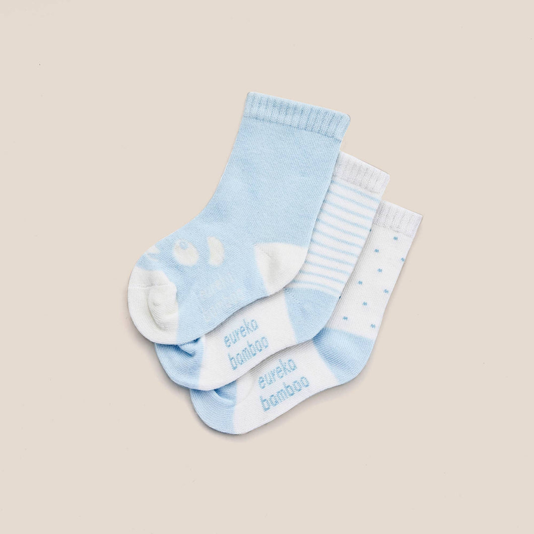Baby Organic Bamboo Socks BLUE 0-6 & 6-12Month (3pairs)