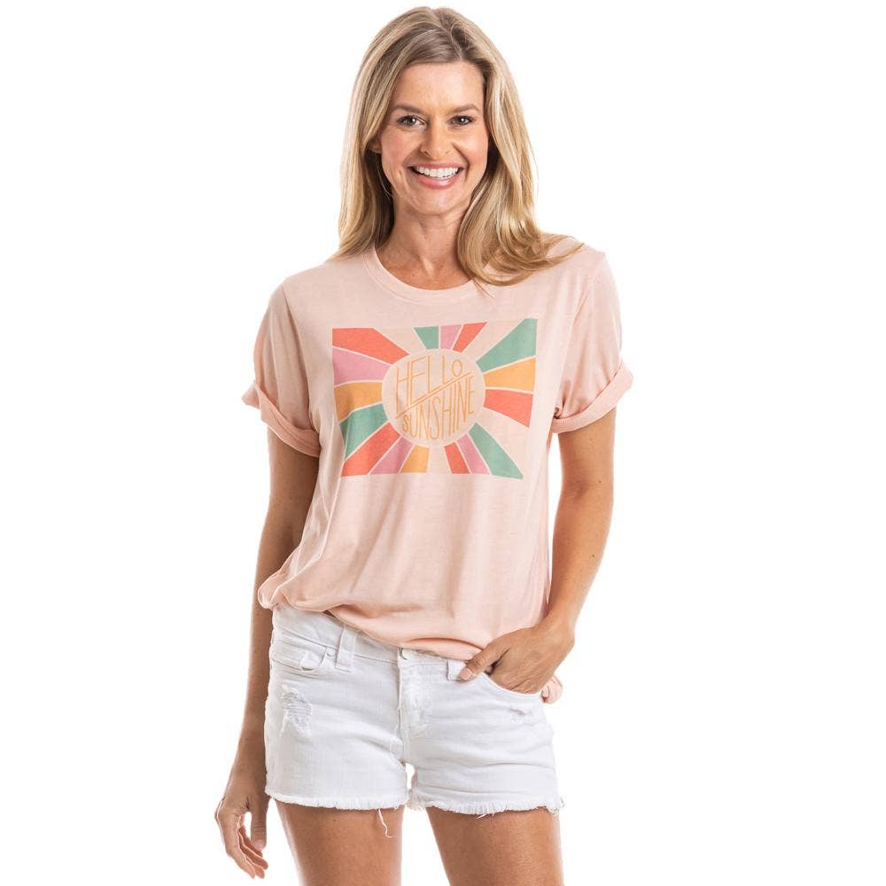 Hello Sunshine Sublimation Women's S/s T-shirt - Peach