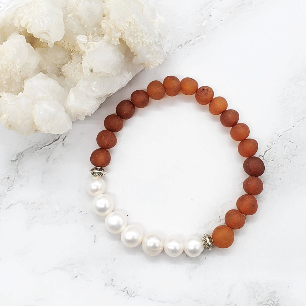 Raw Cognac Amber + Freshwater Pearl Collection