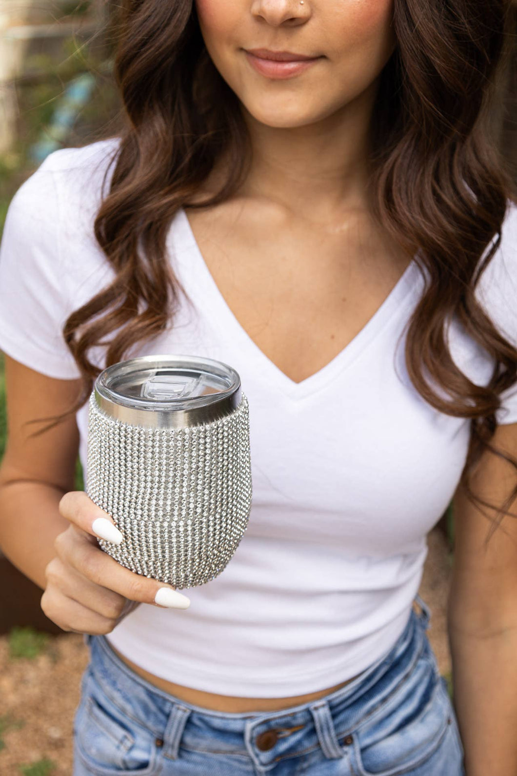 12oz Stainless Steel Silver Bling Wine Cup