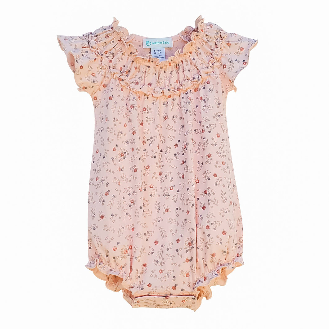 Ruched Bubble ~ Maya - Blue On Coral