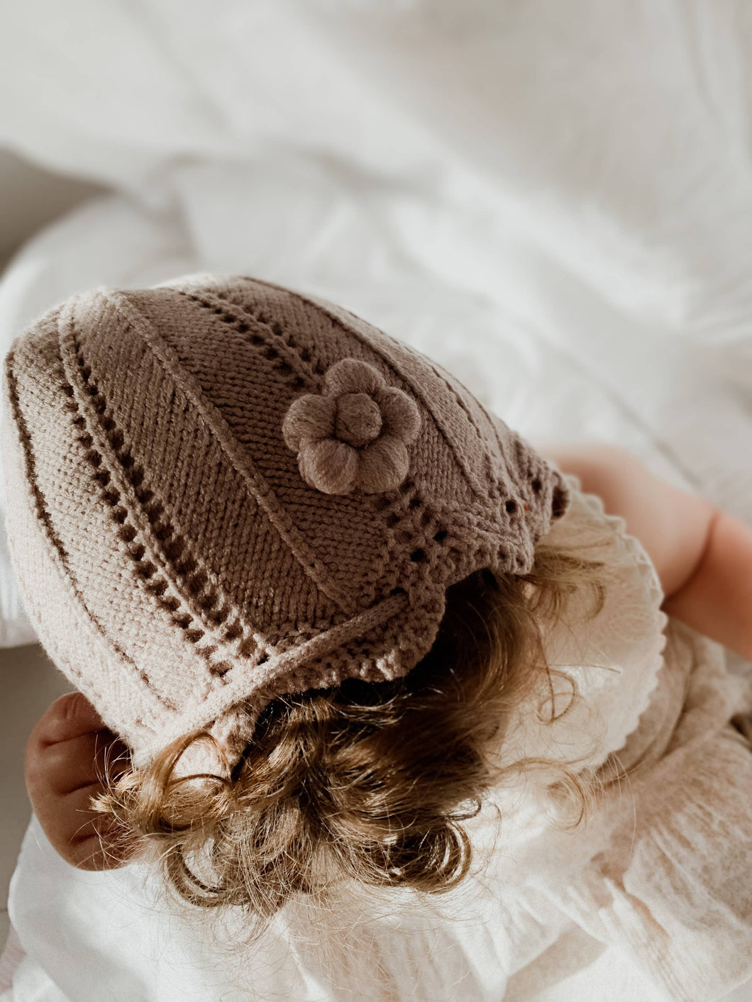 Knit Baby Bonnet, Crochet Knitted Bonnet (6-18 month)