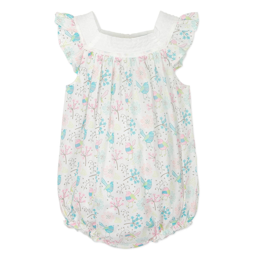 Square-Neck Bubble - Regal Bird on White - Pima Cotton